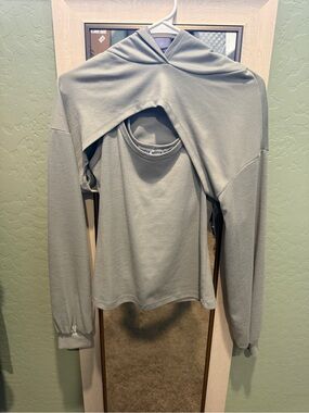 HYFVE Sage Green Mock-Layer Pullover Hoodie